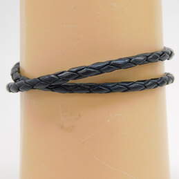 Pandora 925 Sterling Silver Clip-On Charm & Black Braided Leather Wrap Bracelet 8.0g alternative image