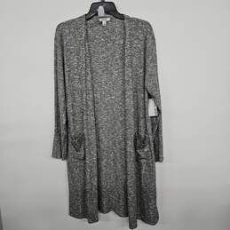 Gray Long Sleeve Open Front Cardigan With Pockets