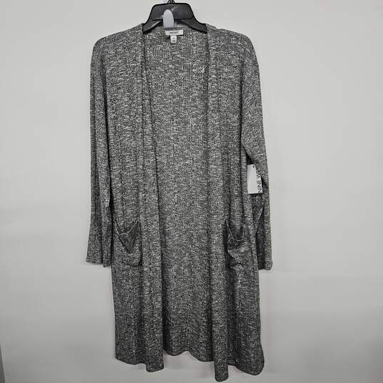 Gray Long Sleeve Open Front Cardigan With Pockets image number 1