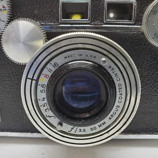 Vintage Argus Rangefinder Film Camera f/3.5 50mm Lens w/ Leather Cover Untested image number 3