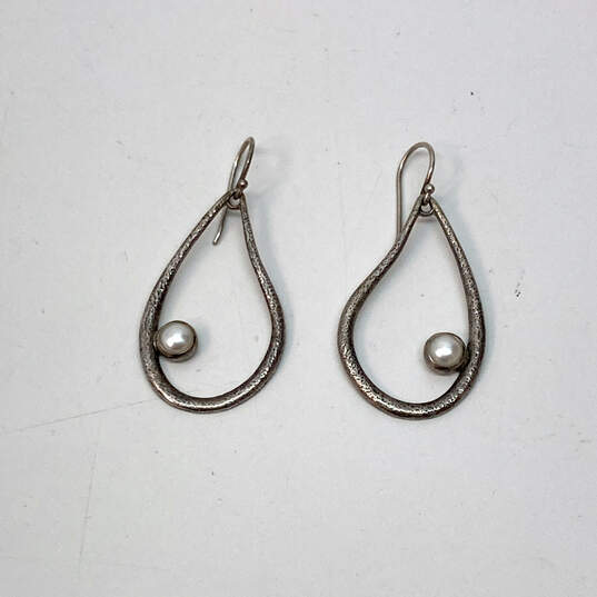 Designer Silpada 925 Sterling Silver Retired Pearl Teardrop Dangle Earrings image number 2