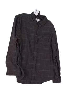 Mens Gray Black Plaid Long Sleeve Button Down Shirt Size XL