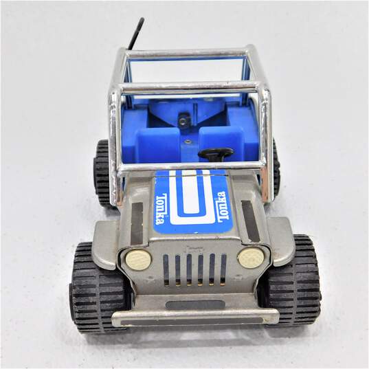 VTG Tonka Silver Pressed Steel Off Road Jeep Dune Buggy w/ Roll Cage & Trailer image number 4