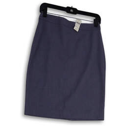 NWT Womens Blue Classic Flat Front Back Zip Straight & Pencil Skirt Size 2 alternative image