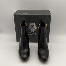 NIB Womens Edorn Black Leather Pointed Toe Side Zip Ankle Booties Sz 6.5 M