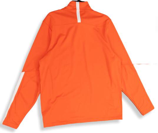 NWT Mens Orange 1/4 Zip Mock Neck Long Sleeve Athletic Jacket Size Large image number 2