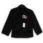 NWT Womens Black Striped Notch Lapel Crop Three Button Blazer Size 10 image number 1