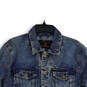 Mens Blue Denim Spread Collar Long Sleeve Button Front Jacket Size Medium image number 3