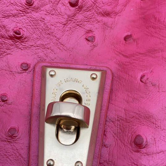 Womens Pink Polka Dot Texture Adjustable Strap Turn Lock Satchel Bag Purse image number 5