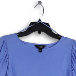 Womens Blue 3/4 Puff Sleeve Round Neck Pullover Blouse Top Size Large alternative image