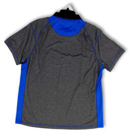 Mens Blue Gray Short Sleeve Spread Collar 1/4 Zip Polo Shirt Size X-Large alternative image