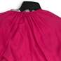 Womens Pink Long Balloon Sleeve Crew Neck Draped Front Cropped Top Size Small image number 4
