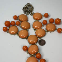 Designer J. Crew Gold-Tone Chain Orange Bubble Stone Statement Necklace alternative image