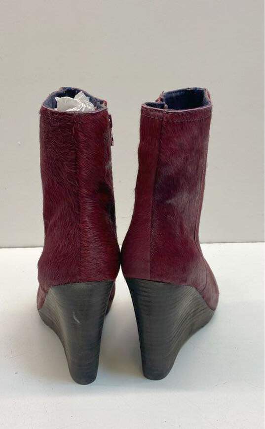 Calvin Klein Odelle Calf Hair Wedge Boots Berry Red 9.5 image number 4
