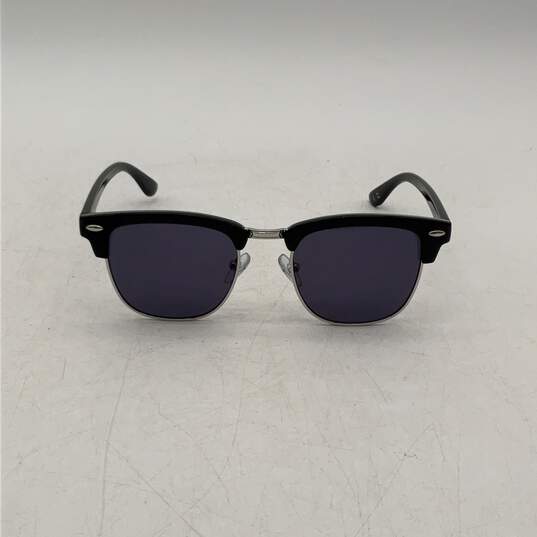 Zara Mens Black Half Rim UV Protection Square Sunglasses with Case image number 1