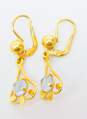 Vintage 18K Yellow Gold Pale Blue Glass Dangle Earrings 3.7g image number 4