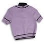 NWT Womens Purple Short Sleeve Button Front Crop Cardigan Sweater Size S image number 2