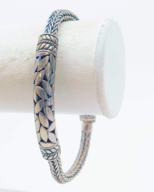 Annika Witt Sterling Silver Leaf Design Wheat Chain Bracelet 27.6g image number 3