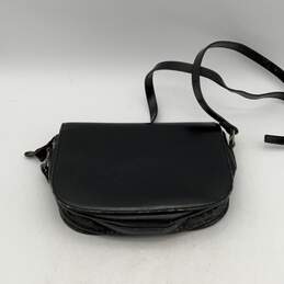 Buti Womens Black Leather Inner Zipper Pocket Adjustable Strap Crossbody Purse