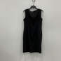 Womens Black Sleeveless V-Neck Back-Zip Classic Sheath Dress Size 12 image number 2