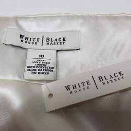 White House Black Market Silk Halter Midi Dress Ivory/Black Lace Women's 10 NWT alternative image