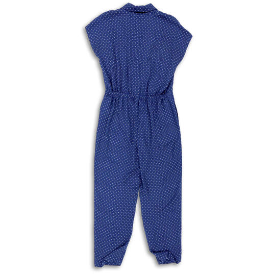 Womens Blue Polka Dot Short Sleeve Notch Collar Jumpsuit One Piece Size 2 image number 2