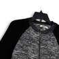 Womens Black Heather Long Sleeve Pockets Full-Zip Bomber Jacket Size Small image number 3