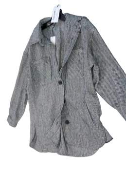NWT Womens Chevron Gray Long Sleeve Two Button Blazer Size Small