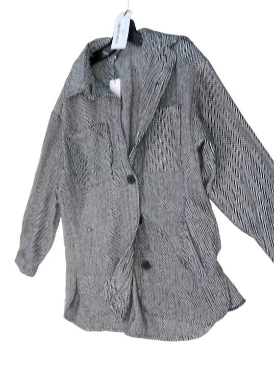 NWT Womens Chevron Gray Long Sleeve Two Button Blazer Size Small image number 1
