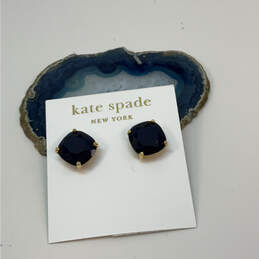 Designer Kate Spade Gold-Tone Crystal Cut Stone Square Stud Earrings
