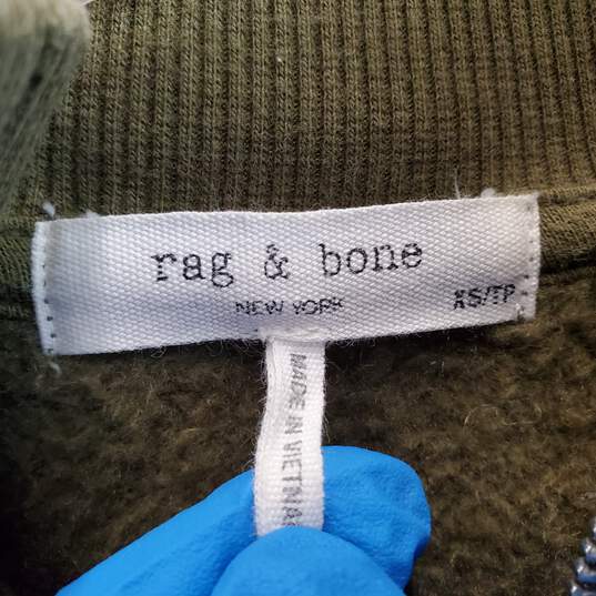 Rag And Bone Fleece 1/2 Zip Sweatshirt Womens Size L Green Cutoff Sz XS/TP image number 2