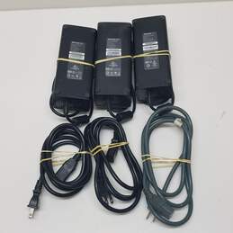 Lot of 3 Microsoft Xbox 360 S Power Adaptors with Mains Cords Untested