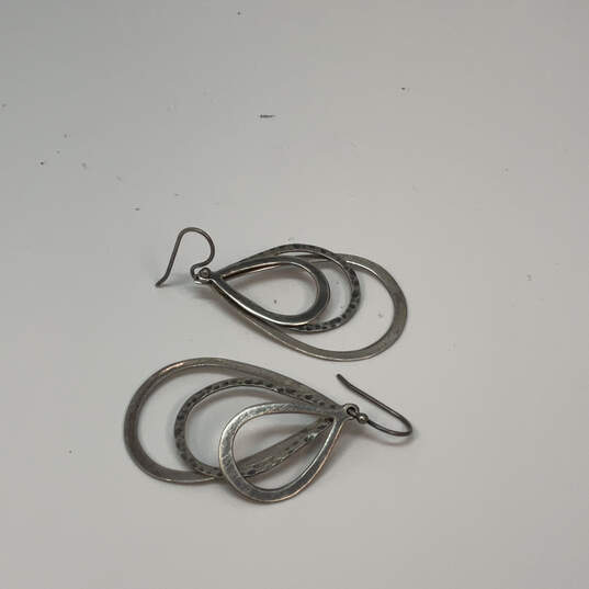 Designer Silpada Sterling Silver Textured Triple Teardrops Drop Earrings image number 2