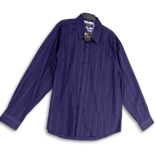 NWT Mens Blue Pinstripe Long Sleeve Collared Button-Up Shirt Sz XXL 18-18.5 image number 1