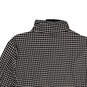 Womens Black White Houndstooth 1/2 Zip Mock Neck Feel Good Top Size L image number 4