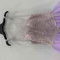 Womens Purple Beaded Round Neck Sleeveless Ruffled Maxi Dress Size 14 image number 3