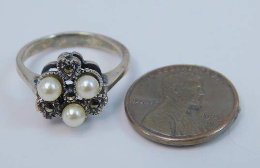 925 Sterling Silver Marcasite & Pearl Jewelry image number 3