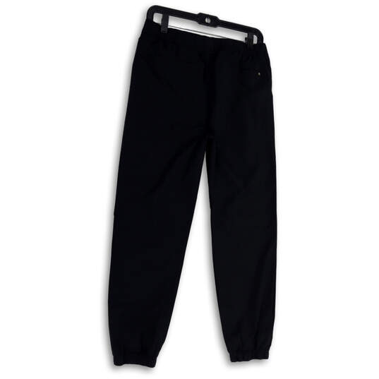 Womens Black Stretch Drawstring Pockets Elastic Waist Jogger Pants Size Small image number 2