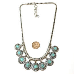 Designer Lucky Brand Silver-Tone Turquoise Round Stone Statement Necklace alternative image
