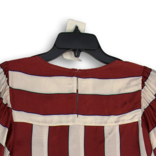 NWT Womens Red White Striped Balloon Sleeve Pullover Blouse Top Size 8 image number 4