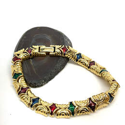 Designer Joan Rivers Gold-Tone Multicolor Enamel Link Chain Bracelet alternative image