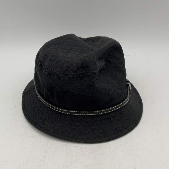 Coach Womens Black Round Wide Brim Leather Trim Bucket Hat Size M/L image number 3