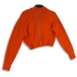 Lululemon Womens Scuba Orange Long Sleeve Cropped Full Zip Hoodie Size 10