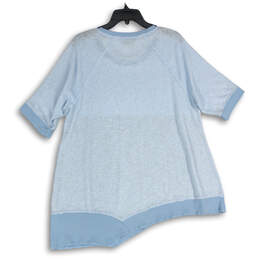 Womens Blue Striped Raglan Sleeve Pullover Activewear T-Shirt Size 1X alternative image