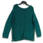 Womens Green Round Neck Long Sleeve Tight-Knit Pullover Sweater Size 14/18 image number 2