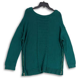 Womens Green Round Neck Long Sleeve Tight-Knit Pullover Sweater Size 14/18 alternative image