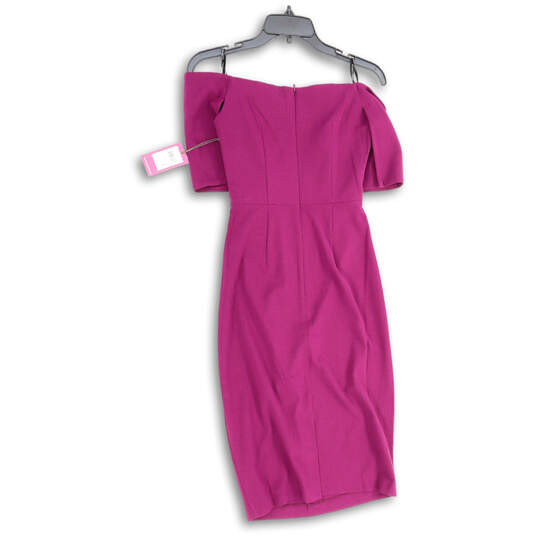 NWT Womens Purple Off The Shoulder Knee Length Back Zip Sheath Dress Size 2 image number 2