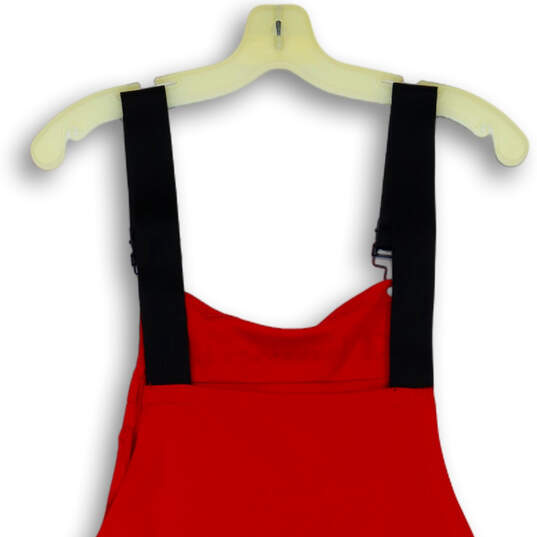 Womens Red Front Pocket Wide Strap Embroidered Logo One Piece Overall Sz S image number 4