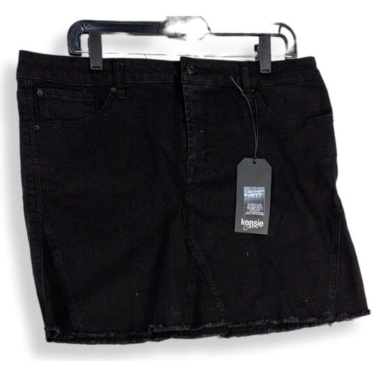 NWT Womens Black Denim Dark Wash 5-Pocket Design Mini Skirt Size 14/32 image number 1