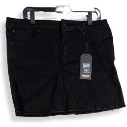 NWT Womens Black Denim Dark Wash 5-Pocket Design Mini Skirt Size 14/32